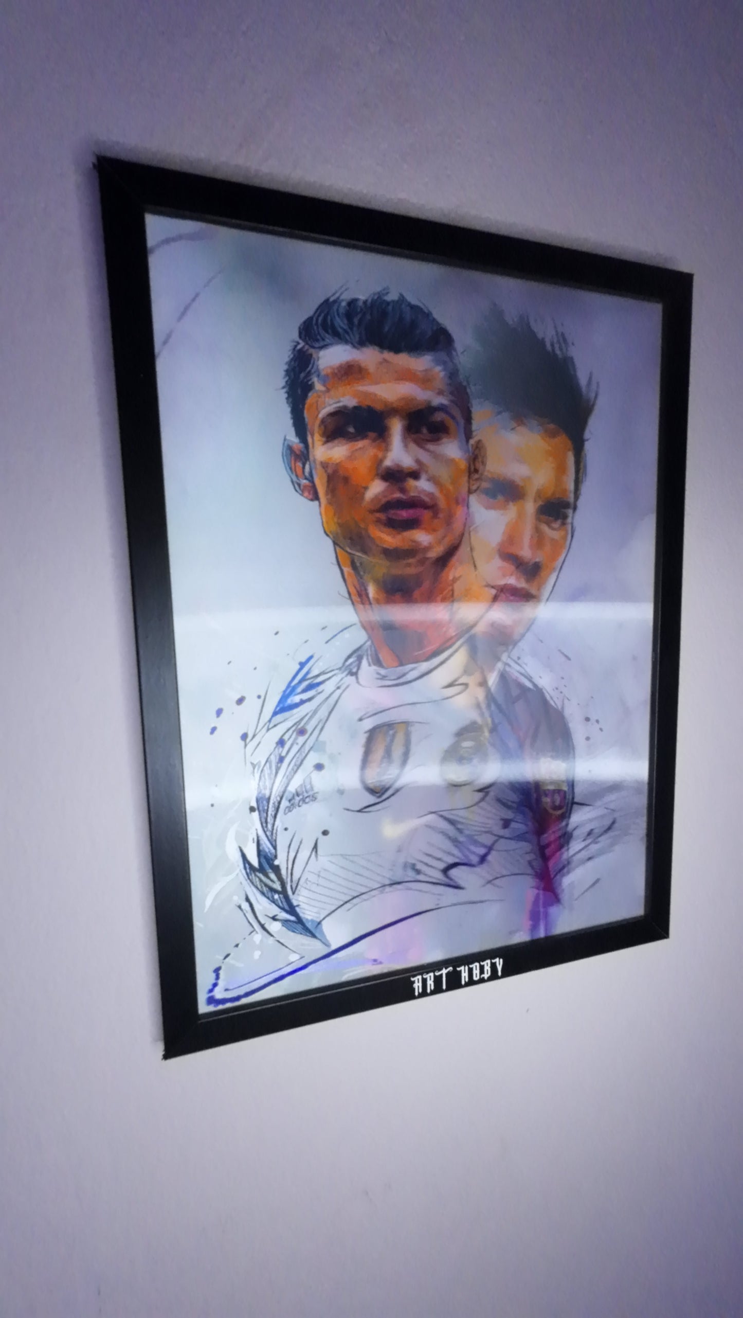 Lionel Messi & Cristiano Ronaldo Wall Art – 3D Effect Watercolor Style (Lenticular)