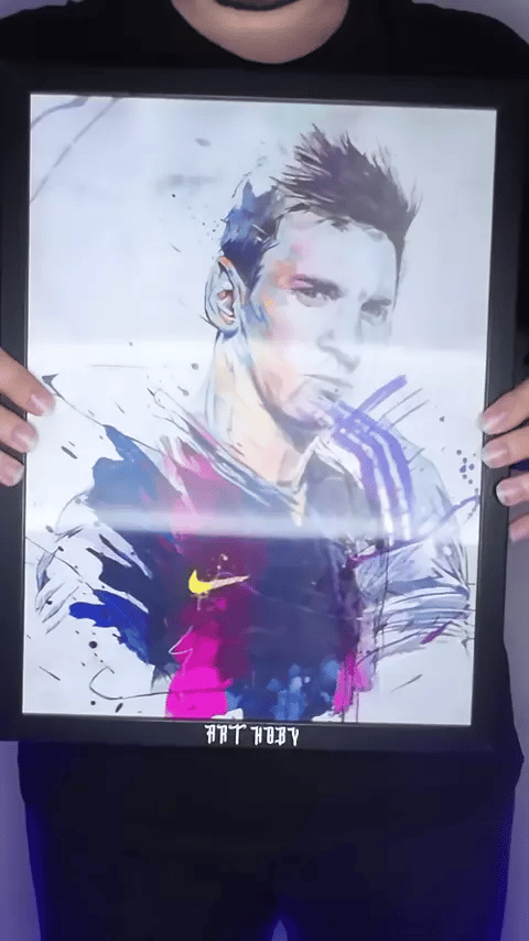 Lionel Messi & Cristiano Ronaldo Wall Art – 3D Effect Watercolor Style (Lenticular)
