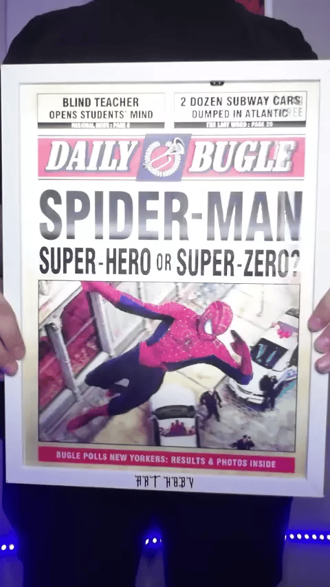Moving Spiderman Wall Art | 3D Changing Visual Poster (30x40) (Lenticular)